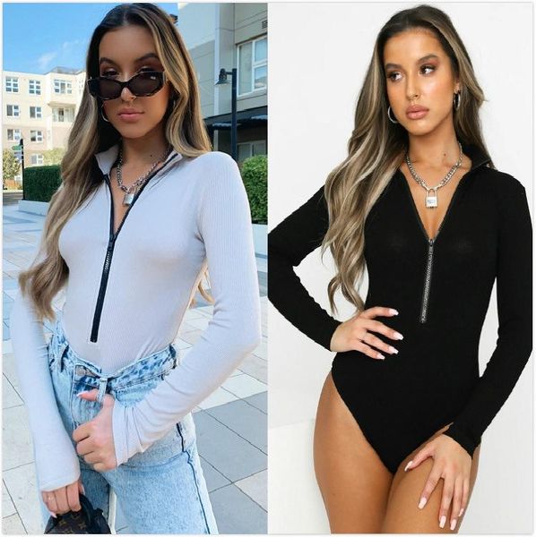 women's jumpsuits & rompers long sleeve bodysuit 2021spring fall fashion casual slim bottoming with zipper stand collar ribbed sportsty, Black;white
women's jumpsuits & rompers long sleeve bodysuit 2021spring fall fashion casual slim bottoming with zipper stand collar ribbed sportsty, Black;white