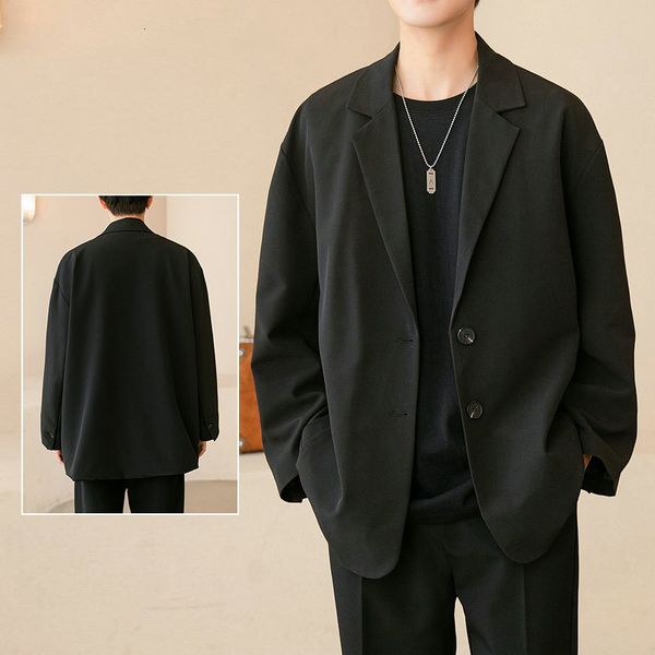 men's casual small spring trend coat ruffian handsome formal suit men, White;black