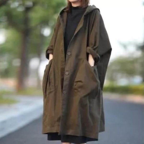 women's trench coats women single breasted casual long windbreaker loose streetwear autumn winter trend coat big pockets hoodied outwea, Tan;black
women's trench coats women single breasted casual long windbreaker loose streetwear autumn winter trend coat big pockets hoodied outwea, Tan;black