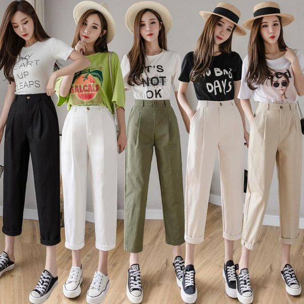 mid waist casual straight womens capris loose korean slim harem plus size nine fashion zipper buttons, Black;white
mid waist casual straight womens capris loose korean slim harem plus size nine fashion zipper buttons, Black;white