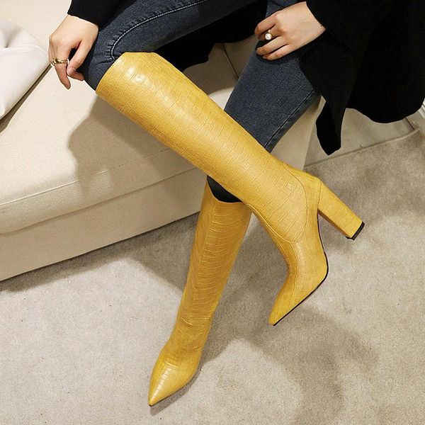 boots big size women's shoes 34-43 fashion slip on knee high ladies autumn winter square heel long pointed toe, Black
boots big size women's shoes 34-43 fashion slip on knee high ladies autumn winter square heel long pointed toe, Black
