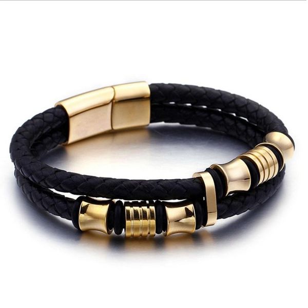 vintage gold color stainless steel leather bracelet men black mens wrap bracelets jewelry wristband with magnet clasp link, chain
vintage gold color stainless steel leather bracelet men black mens wrap bracelets jewelry wristband with magnet clasp link, chain