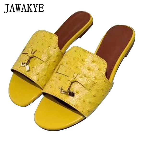 slippers casual ostrich leather flat women metal lock decor summer beach shoes woman open toe mules runway slides sandals, Black
slippers casual ostrich leather flat women metal lock decor summer beach shoes woman open toe mules runway slides sandals, Black