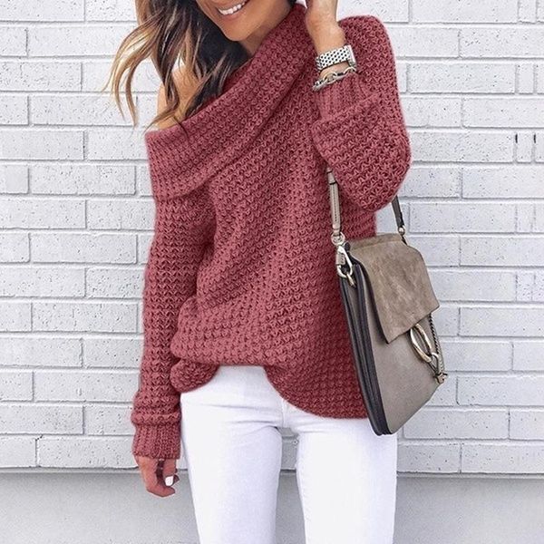 women's sweaters off shoulder knitted sweater autumn winter women pullovers knitwear long sleeve pull femme, White;black
women's sweaters off shoulder knitted sweater autumn winter women pullovers knitwear long sleeve pull femme, White;black