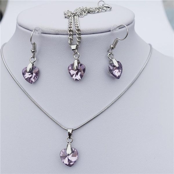 earrings & necklace 10mm crystal pink heart bracelet anklet jewelry set for women girls wedding gift, Silver
earrings & necklace 10mm crystal pink heart bracelet anklet jewelry set for women girls wedding gift, Silver