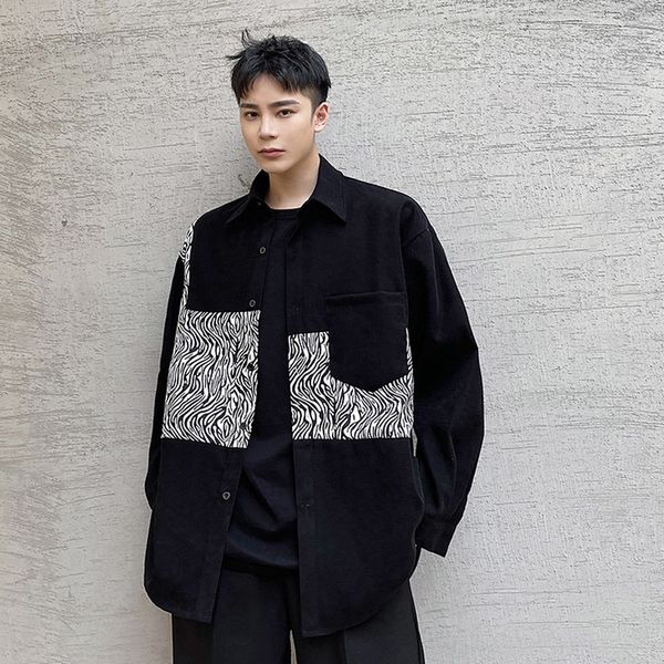 men's casual shirts zebra stripe splice men long sleeve loose shirt jacket male harajuku streetwear fashion dress coat 7uke, White;black
men's casual shirts zebra stripe splice men long sleeve loose shirt jacket male harajuku streetwear fashion dress coat 7uke, White;black