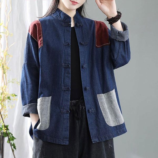 women's jackets 2021 spring arts style women long sleeve vintage button coats cotton denim loose casual single breasted coat m237, Black;brown
women's jackets 2021 spring arts style women long sleeve vintage button coats cotton denim loose casual single breasted coat m237, Black;brown