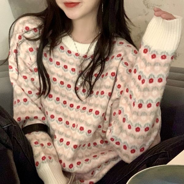 sweaters sweater women long sleeve o-neck loose sweet floral pullover oversize knitted outerwear korean ladies autumn, White;black
sweaters sweater women long sleeve o-neck loose sweet floral pullover oversize knitted outerwear korean ladies autumn, White;black