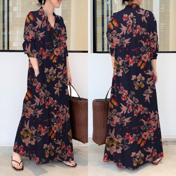 vintage printed shirt spring sundress womens dress zanzea casual long sleeve maxi female button robe plus size 7, Black;gray
vintage printed shirt spring sundress womens dress zanzea casual long sleeve maxi female button robe plus size 7, Black;gray