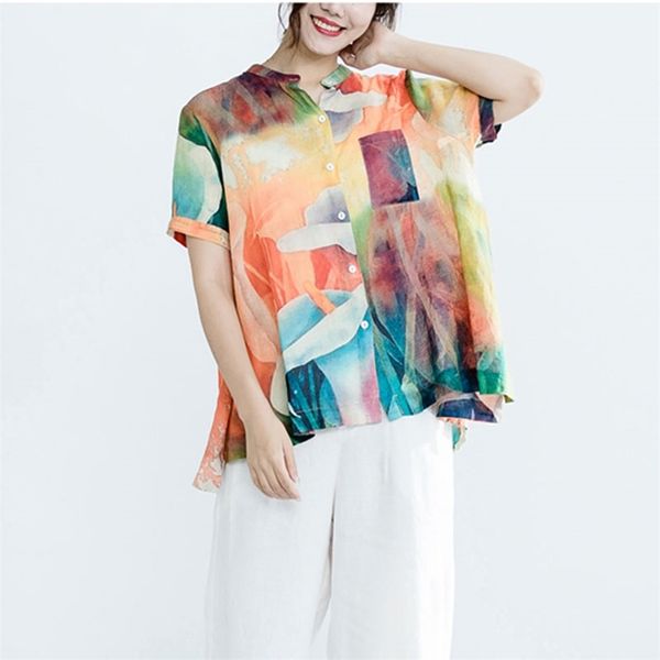 women blouse shirts plus size female clothing vintage print casual basic summer short sleeve blusas feminina z502 210512, White
women blouse shirts plus size female clothing vintage print casual basic summer short sleeve blusas feminina z502 210512, White