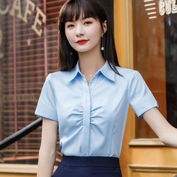 women's blouses & shirts professional shirt women short sleeve 2021 fashion temparament slim formal office ladies business work, White
women's blouses & shirts professional shirt women short sleeve 2021 fashion temparament slim formal office ladies business work, White