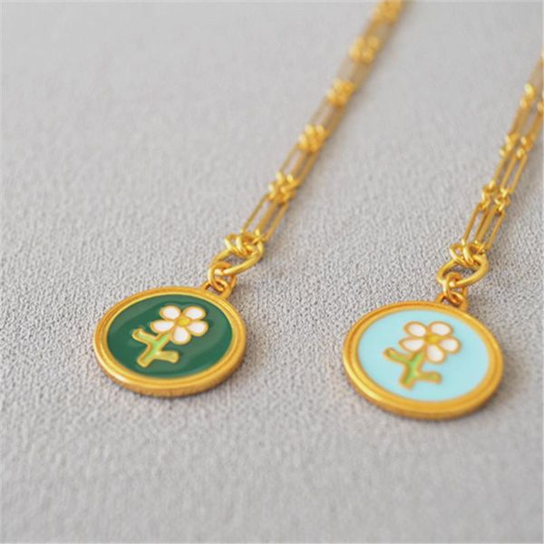pendant necklaces european and american retro gold handmade enamel fresh floret holiday daily simple necklace, Silver
pendant necklaces european and american retro gold handmade enamel fresh floret holiday daily simple necklace, Silver