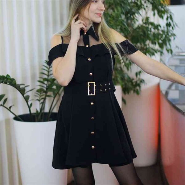 women summer streetwear single breasted shirt dress sweet black turn-down collar mini short dresses with belt vestidos 210514, Black;gray
women summer streetwear single breasted shirt dress sweet black turn-down collar mini short dresses with belt vestidos 210514, Black;gray