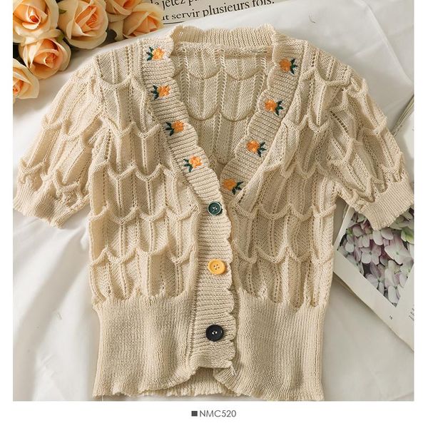 women's knits & tees sweet style embroidered wavy edge v-neck knitted t-shirt women 2021 three-dimensional pattern slim top, White
women's knits & tees sweet style embroidered wavy edge v-neck knitted t-shirt women 2021 three-dimensional pattern slim top, White