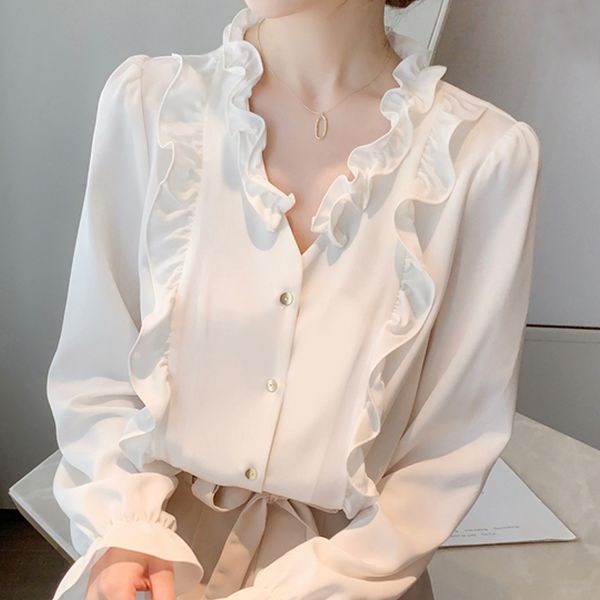 long sleeve white women shirt blouse women blusas mujer de moda ruffles v-neck chiffon blouse shirt women blusa e570 210602
long sleeve white women shirt blouse women blusas mujer de moda ruffles v-neck chiffon blouse shirt women blusa e570 210602
