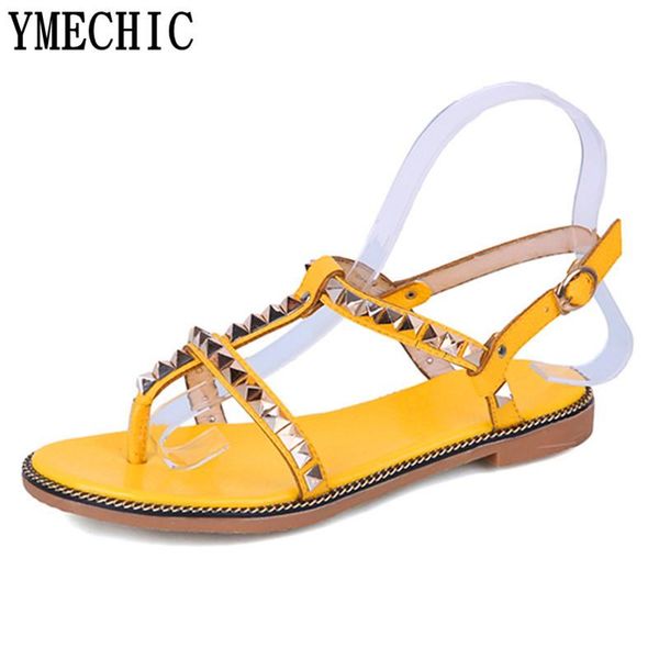 women sandals 2021 rivet rome style flat heel gladiator woman ladys casual yellow white sweet shoes summer, Black 
women sandals 2021 rivet rome style flat heel gladiator woman ladys casual yellow white sweet shoes summer, Black