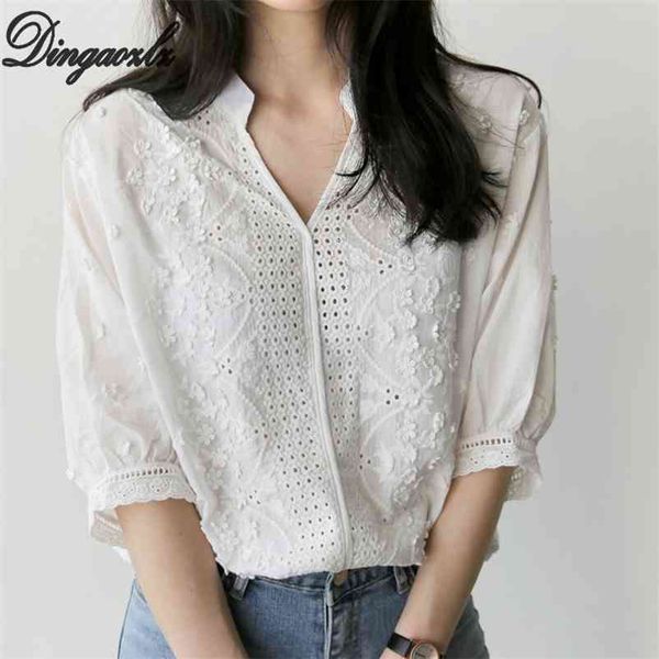 dingaozlz korean retro spring autumn white shirt loose embroidery lace v-neck hollow women blouse 210517
dingaozlz korean retro spring autumn white shirt loose embroidery lace v-neck hollow women blouse 210517