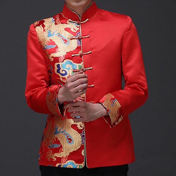 men's suits & blazers dragon pattern jacquard mens red suit jacket mandarin collar traditional chinese men satin wedding frog closure s, White;black
men's suits & blazers dragon pattern jacquard mens red suit jacket mandarin collar traditional chinese men satin wedding frog closure s, White;black