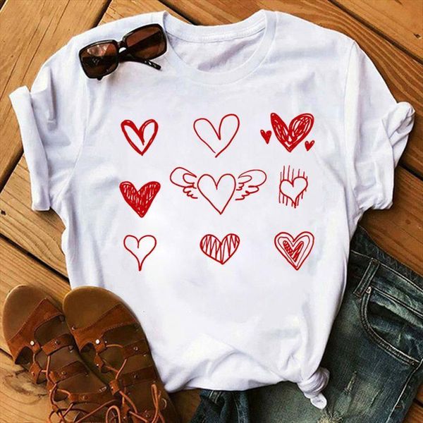 red heart print fashion love womens t shirt summer short sleeve tee ladies graphic cute, White
red heart print fashion love womens t shirt summer short sleeve tee ladies graphic cute, White