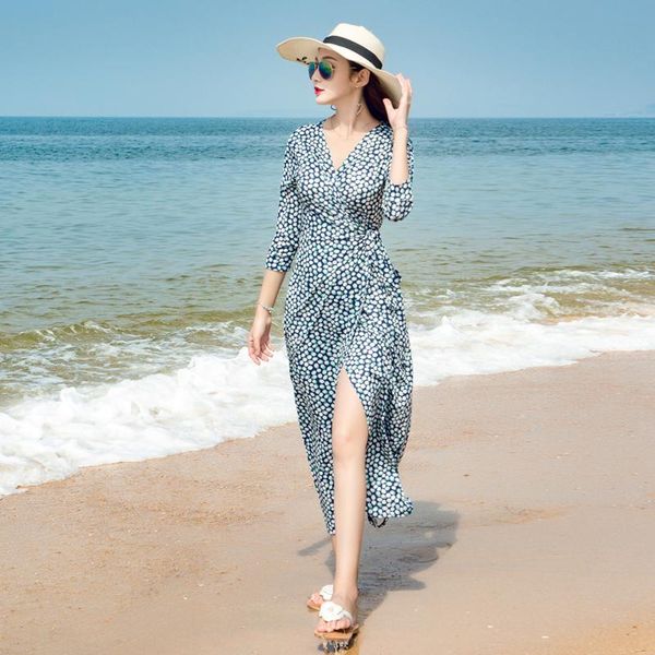 casual dresses spring summer dress women v neck long dot slit sleeves robe femme beach vestidos de fiesta noche, Black;gray
casual dresses spring summer dress women v neck long dot slit sleeves robe femme beach vestidos de fiesta noche, Black;gray