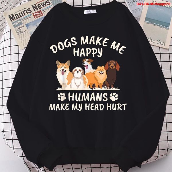 women's hoodies & sweatshirts dogs make me happyhumans my head hurt printed hoody cute cartoon sweatshirt aesthetic causal harajuku fun, Black
women's hoodies & sweatshirts dogs make me happyhumans my head hurt printed hoody cute cartoon sweatshirt aesthetic causal harajuku fun, Black