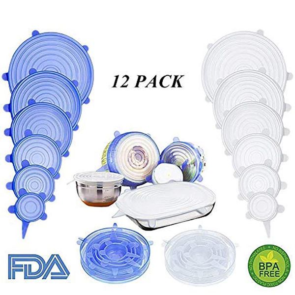 pack reusable silicone stretch lids fda wrap cover kitchen storage & organization
pack reusable silicone stretch lids fda wrap cover kitchen storage & organization
