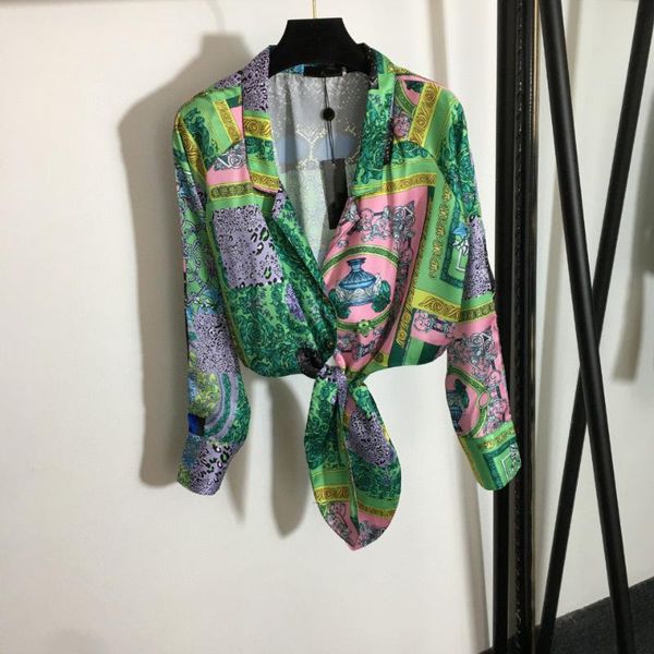 women's blouses & shirts luxury summer women retro print fashion waist tie-in long-sleeved short crop shirt, White
women's blouses & shirts luxury summer women retro print fashion waist tie-in long-sleeved short crop shirt, White
