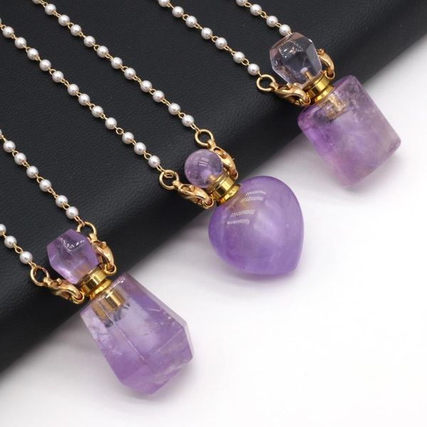 chains natural crystal quartz amethysts stone perfume bottle necklace pendant two glasses pearl chain women accessory gift length 80cm, Silver 
chains natural crystal quartz amethysts stone perfume bottle necklace pendant two glasses pearl chain women accessory gift length 80cm, Silver