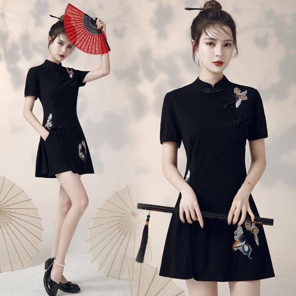 luxury casual dresses cheongsam modified drs 2021 summer temperament national style two-piece suit young black, Black;gray
luxury casual dresses cheongsam modified drs 2021 summer temperament national style two-piece suit young black, Black;gray