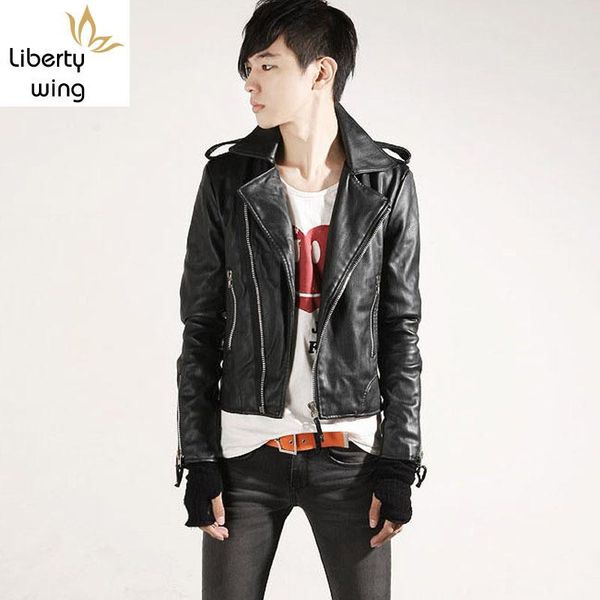 men's fur & faux men outerwear short coat rider korea stylish leather jacket cool biker slim zipper mens turn down collar pu jackets, Black
men's fur & faux men outerwear short coat rider korea stylish leather jacket cool biker slim zipper mens turn down collar pu jackets, Black