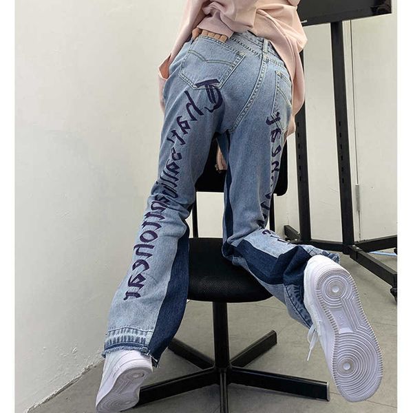 gothic letter embroidery empire high waist casual panelled color jeans for women hip hop vintage chic washed denim pants 210527, Blue
gothic letter embroidery empire high waist casual panelled color jeans for women hip hop vintage chic washed denim pants 210527, Blue