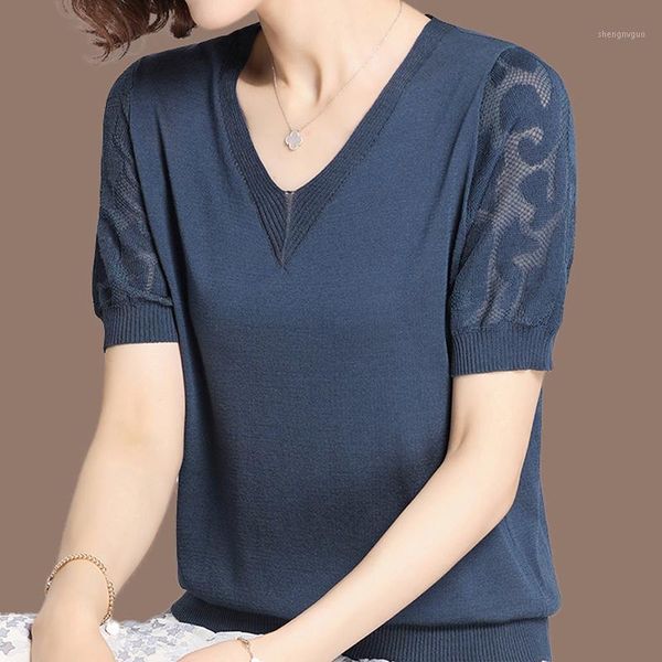 women's blouses & shirts summer knitted blouse women pullover short sleeve v-neck knit shirt blusas mujer de moda 2021 f21, White
women's blouses & shirts summer knitted blouse women pullover short sleeve v-neck knit shirt blusas mujer de moda 2021 f21, White