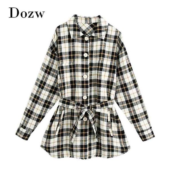 all match plaid shirt jacket batwing sleeve loose lady turn down collar bandage lattice coat outerwear femme veste 210515, Black;brown
all match plaid shirt jacket batwing sleeve loose lady turn down collar bandage lattice coat outerwear femme veste 210515, Black;brown
