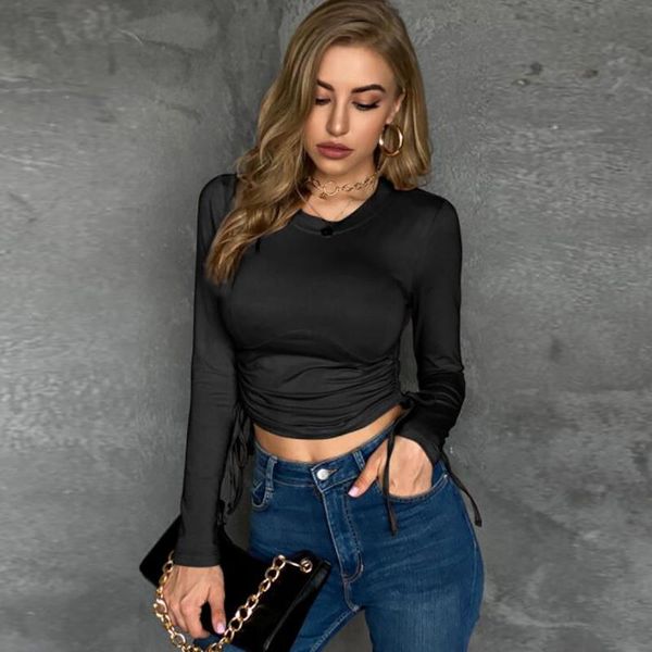 spring fall crop t-shirts for women girls drawstring slim long sleeve bottoming clothes streetwear exposed navel women's t-shirt, White
spring fall crop t-shirts for women girls drawstring slim long sleeve bottoming clothes streetwear exposed navel women's t-shirt, White