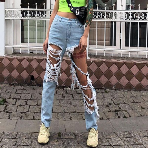 women's jeans vintage straight washed bold destroyed ripped big hole woman streetwear demin pants 2021 hollow out trousers, Blue
women's jeans vintage straight washed bold destroyed ripped big hole woman streetwear demin pants 2021 hollow out trousers, Blue