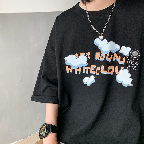 hybskr spring summer men's t-shirt short sleeve cloud print couple casual loose t-shirts 2021 fashion clothing, White;black
hybskr spring summer men's t-shirt short sleeve cloud print couple casual loose t-shirts 2021 fashion clothing, White;black