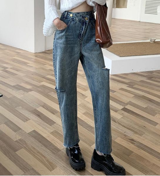 women's jeans streetwear women for 2021 autumn loose boyfriend chic high waist casual holes jean female denim harem pants v723, Blue
women's jeans streetwear women for 2021 autumn loose boyfriend chic high waist casual holes jean female denim harem pants v723, Blue