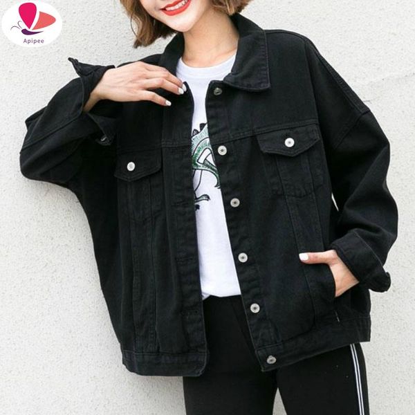 women's jackets basic women bf style black spring daily trendy femme jeans jacket turn-down collar loose student street chic outwear, Black;brown
women's jackets basic women bf style black spring daily trendy femme jeans jacket turn-down collar loose student street chic outwear, Black;brown