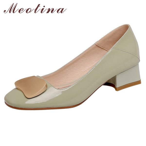 meotina genuine leather chunky heels shoes women mid heel pumps round toe metal decoration shoes female dress footwear green 210520, Black
meotina genuine leather chunky heels shoes women mid heel pumps round toe metal decoration shoes female dress footwear green 210520, Black