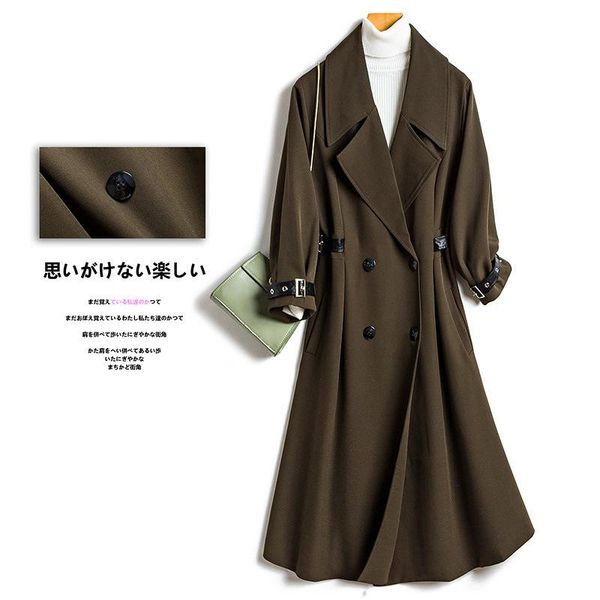 women's trench coats mid-length double-breasted coat for autumn, Tan;black
women's trench coats mid-length double-breasted coat for autumn, Tan;black