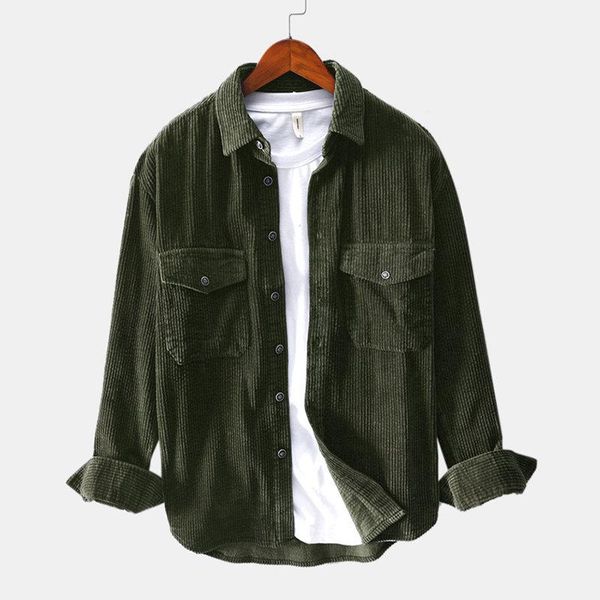 men's casual shirts men 2021 spring autumn fashion brand japan style slim fit vintage corduroy shirt male loose long sleeve, White;black
men's casual shirts men 2021 spring autumn fashion brand japan style slim fit vintage corduroy shirt male loose long sleeve, White;black