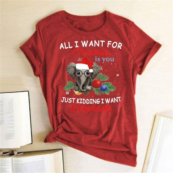 funny christmas all i want womens short is you elephant printed sleeve graphic tees round neck, White
funny christmas all i want womens short is you elephant printed sleeve graphic tees round neck, White
