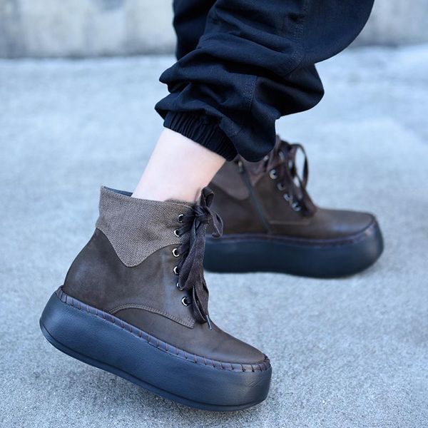 boots artmu original genuine leather platform female ankle fashion lace up zipper shoes retro women short autumn, Black
boots artmu original genuine leather platform female ankle fashion lace up zipper shoes retro women short autumn, Black