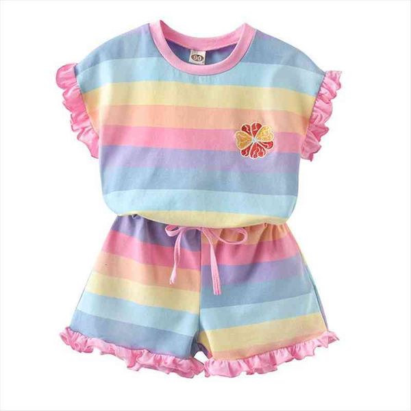 baby summer striped casual suit girl t shirt shorts two piece childrens p4167, White
baby summer striped casual suit girl t shirt shorts two piece childrens p4167, White