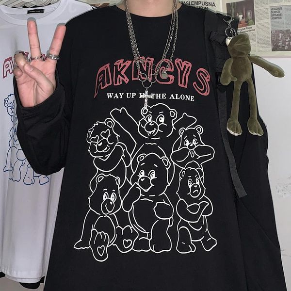 men's t-shirts harajuku autumn trend ins korean version of the retro bear print wild bottoming long-sleeved t-shirt men women tees, White;black
men's t-shirts harajuku autumn trend ins korean version of the retro bear print wild bottoming long-sleeved t-shirt men women tees, White;black