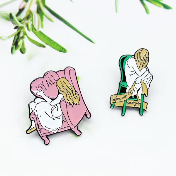 fashion cartoon sitting on sofa girly alloy enamel brooch before we say goodbay ribbon badge trendy lapel backpack jewelry gift, Blue
fashion cartoon sitting on sofa girly alloy enamel brooch before we say goodbay ribbon badge trendy lapel backpack jewelry gift, Blue