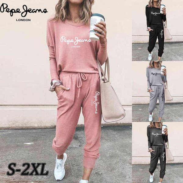 women's winter suit pepe printed trend pattern two-piece sports pullover solid color casual fashion women's tracksuit 211108, Black
women's winter suit pepe printed trend pattern two-piece sports pullover solid color casual fashion women's tracksuit 211108, Black