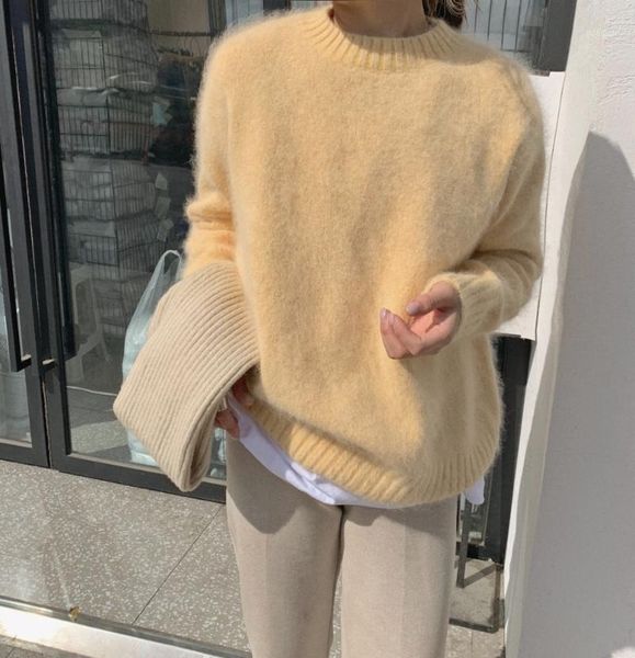 women's sweaters jsxdhk korean fashion women mink cashmere knitted sweater jumper autumn winter yellow o neck thick warm loose pullover, White;black
women's sweaters jsxdhk korean fashion women mink cashmere knitted sweater jumper autumn winter yellow o neck thick warm loose pullover, White;black