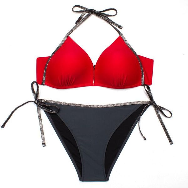 essv red patchwork bikini set women push up swimsuit padded swimwear halter summer swimming suit bather beachwear biquini xxl, White;black
essv red patchwork bikini set women push up swimsuit padded swimwear halter summer swimming suit bather beachwear biquini xxl, White;black