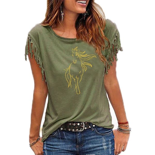 2021 new creative horse women cotton tassel casual t-shirt clothing animals tees short sleeve o-neck womens t shirt, White
2021 new creative horse women cotton tassel casual t-shirt clothing animals tees short sleeve o-neck womens t shirt, White